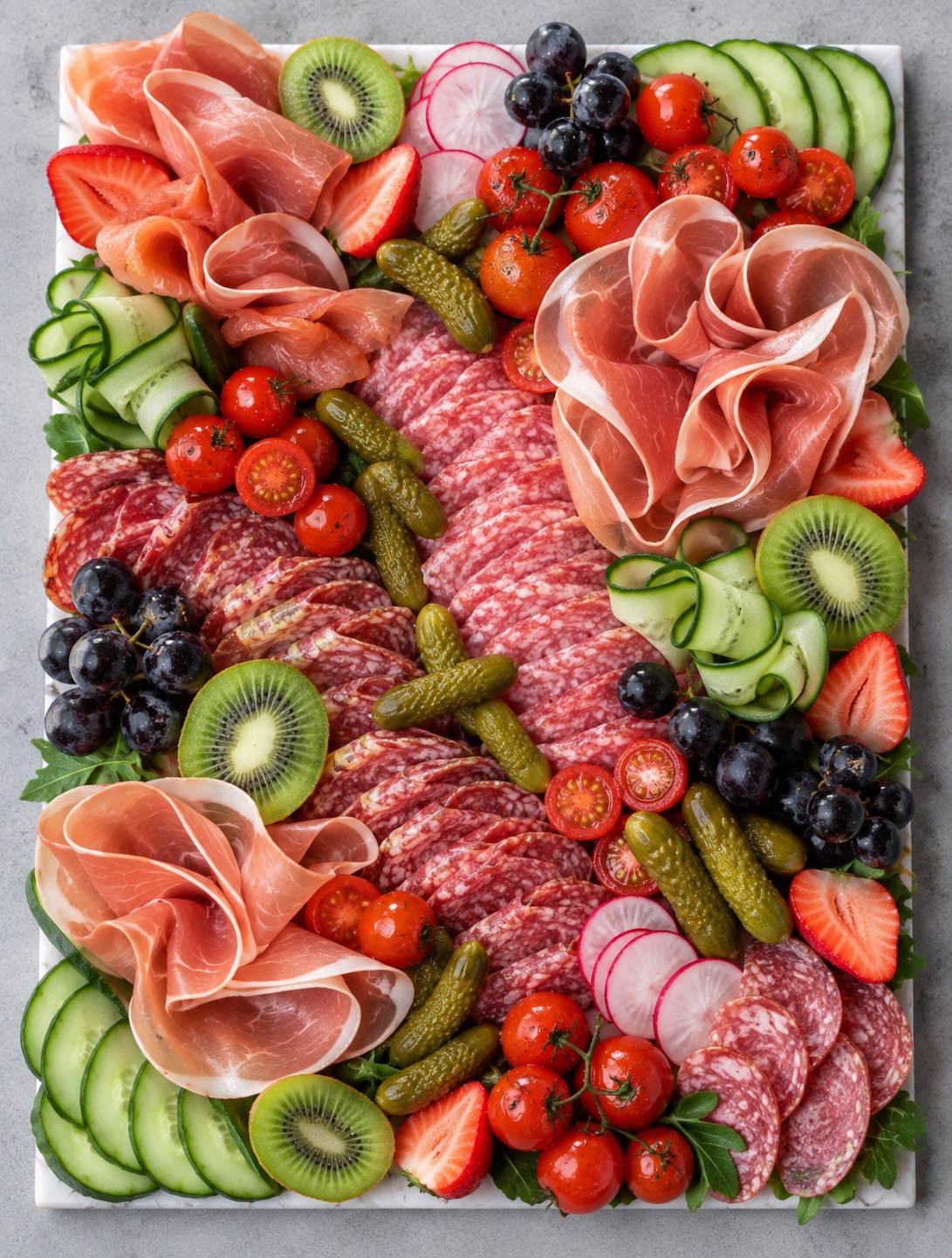 Antipasti und Charcuterie Platte mit italienischen Schinken- und Wurstspezialitäten